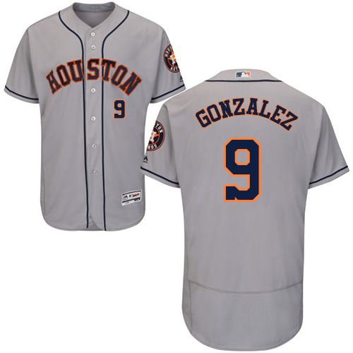Astros #9 Marwin Gonzalez Grey Flexbase Authentic Collection Stitched MLB Jersey